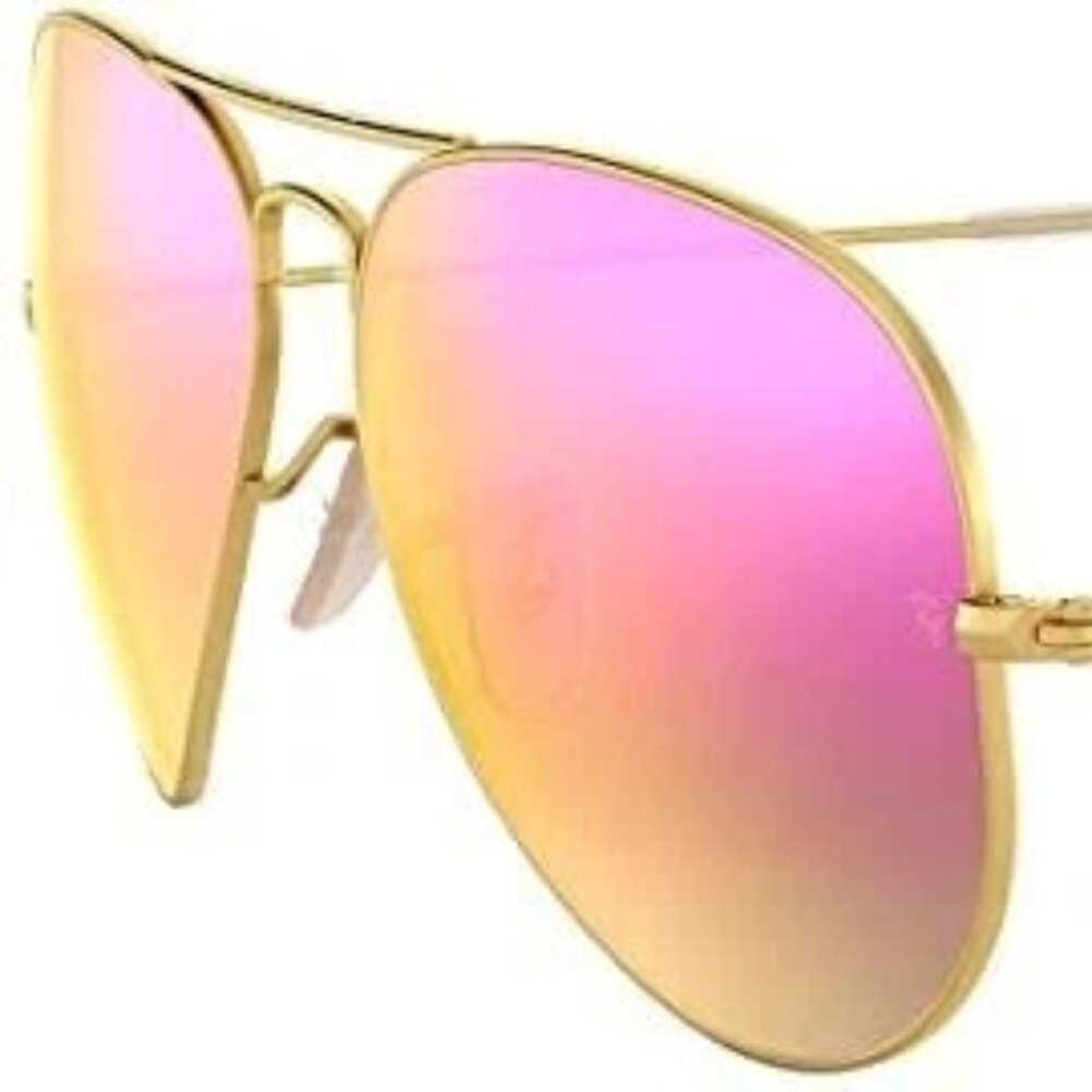 NEW RAY-BAN RB3025 Aviator Sunglasses Gold Frame/Green Fuchsia Mirror Lens 58mm